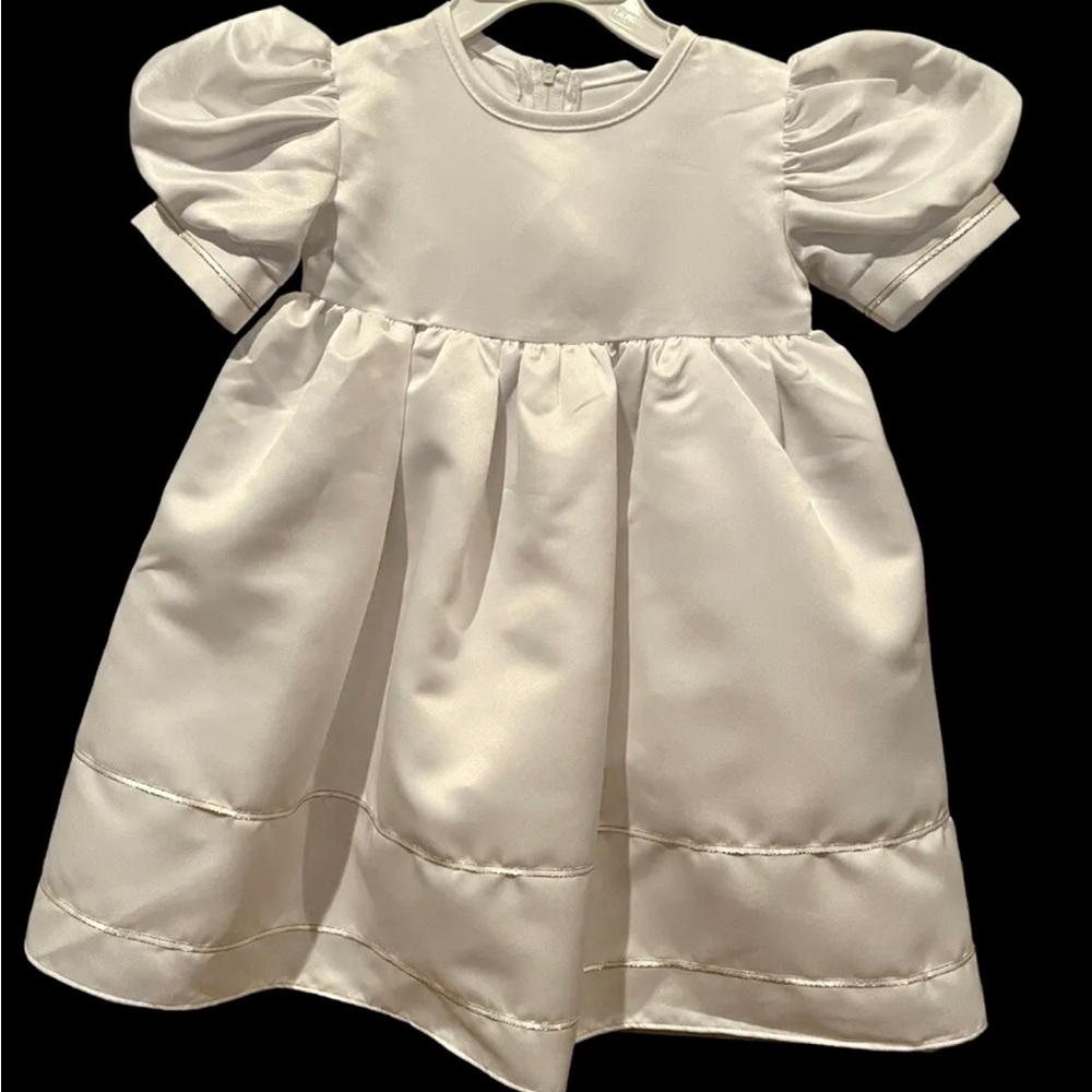 Vintage Tip Top Kids Dress Size 2 White Satin